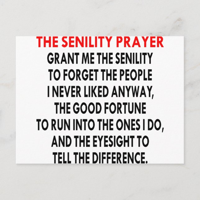 Senility Prayer Postcard (Front)