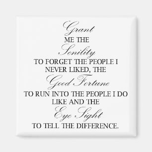 Senility prayer square magnet