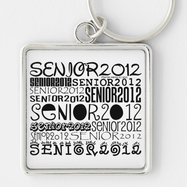 Senior 2012 Square Keychain (Black) (Front)