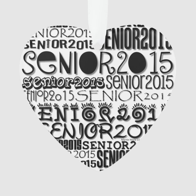 Senior 2015 Heart - Rearview Mirror Ornament (Front)