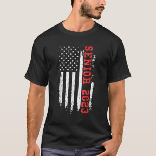 Senior 2023 American Flag  USA Graduation Class Of T-Shirt
