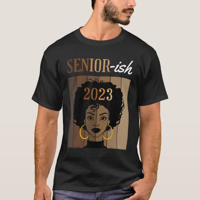 Senior 2023 Class Black Afro Melanin African Ameri T-Shirt (Front)