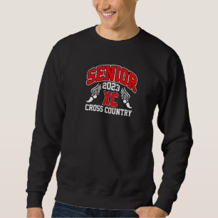 Senior 2023 Cross Country Xc Team White & Red Text Sweatshirt