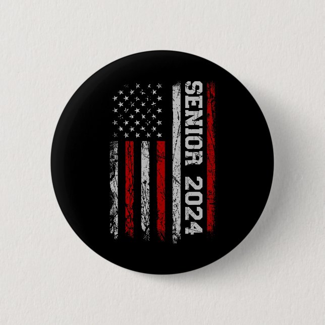 Senior 2024 American Flag Usa Graduation Class Of  6 Cm Round Badge (Front)