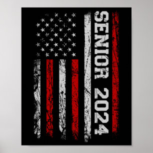 Senior 2024 American Flag Usa Graduation Class Of  Poster
