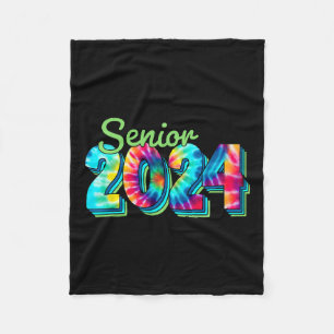 Senior 2024 Class Of 2024 Back To School Tie Dye G Fleece Blanket