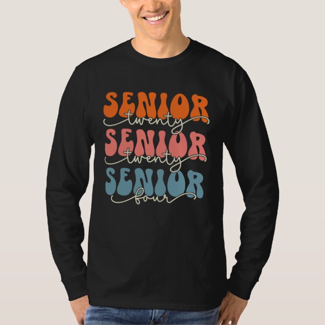 Senior 2024 Class Of 24 Retro Groovy Graduation Co T-Shirt (Front)