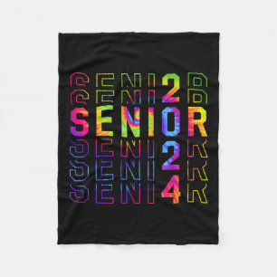 Senior 2024 Funny Tie-dye Class Of 2024 Graduation Fleece Blanket