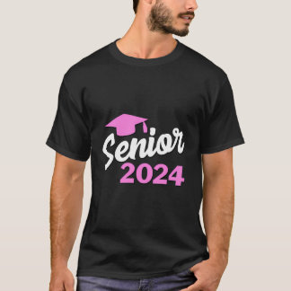 Senior 2024 Girl Shirt Pink Grad Gift Graduation C