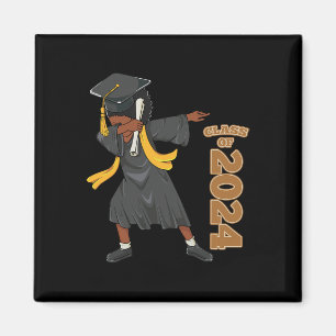 Senior 2024 Graduation African Black Girl Dabbing  Magnet