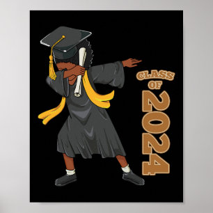 Senior 2024 Graduation African Black Girl Dabbing  Poster