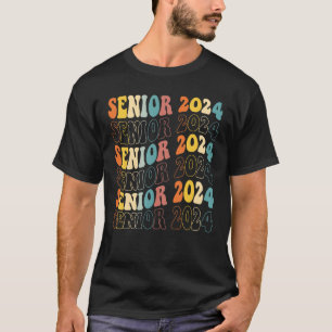 Senior 2024 Groovy Retro Class of 2024 Graduation T-Shirt