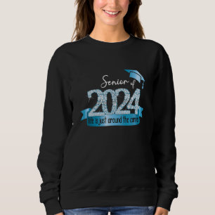 Senior 2024 I Motivational Quote Blue Black Party  Sweatshirt