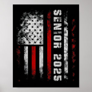 Senior 2025 American Flag Shirt Usa Graduation Cl Poster