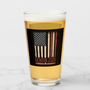 Senior 2025 American Flag USA Graduation Class Of Glass