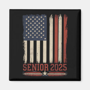 Senior 2025 American Flag USA Graduation Class Of Magnet