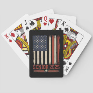 Senior 2025 American Flag USA Graduation Class Of Playing Cards