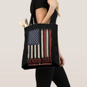 Senior 2025 American Flag USA Graduation Class Of Tote Bag