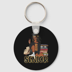 Senior 2025 Cl Of 2025 Graduation Black Girl Afro Key Ring