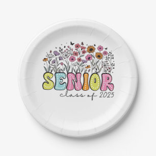 Senior 2025 Class of 2025 Spring Blossom Flowers Paper Plate