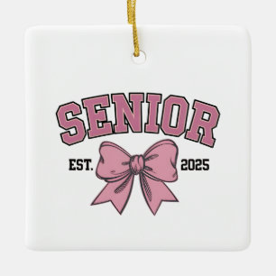 Senior 2025 Coquette Class of 2025 Pink Bows Ceramic Ornament