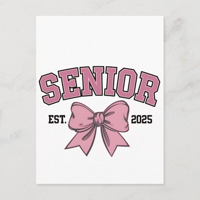 Senior 2025 Coquette Class of 2025 Pink Bows Invitation Postcard (Front)
