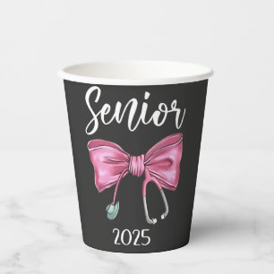 Senior 2025 Coquette Class of 2025 Pink Bows Paper Cups