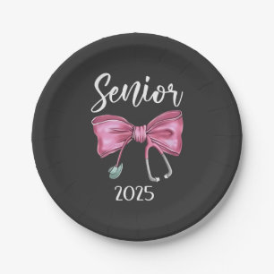 Senior 2025 Coquette Class of 2025 Pink Bows Paper Plate