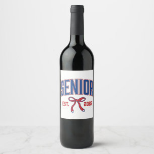 Senior 2025 Coquette Class of 2025 Pink Bows Wine Label