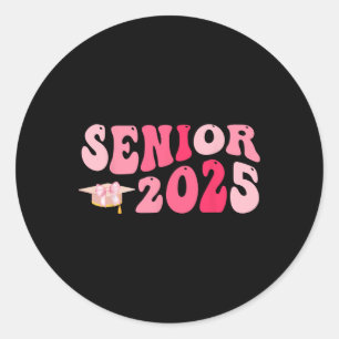 Senior 2025 Coquette Pink Bow Cl Of 2025 Back To S Classic Round Sticker