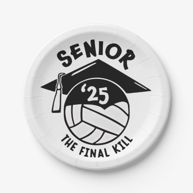 Senior 2025 Volleyball Graduation  Paper Plate (Front)