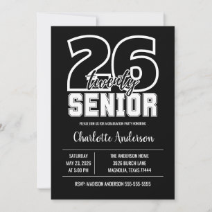 Senior 2026 Black Graduation Photo Invitation