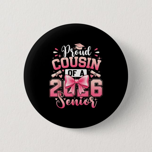 Senior 2026 Class 26 Coquette Artwork 6 Cm Round Badge (Front)