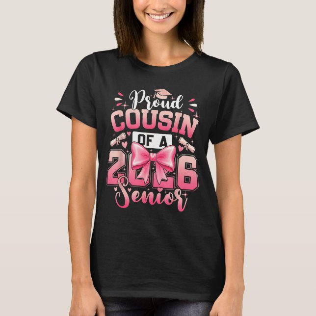 Senior 2026 Class 26 Coquette Design T-Shirt (Front)