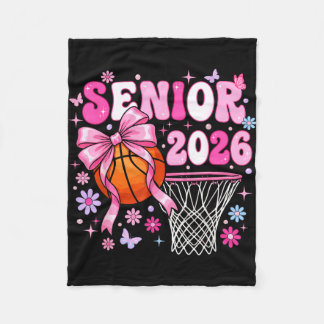 Senior 2026 class of 2026 basketball coquette bow fleece blanket