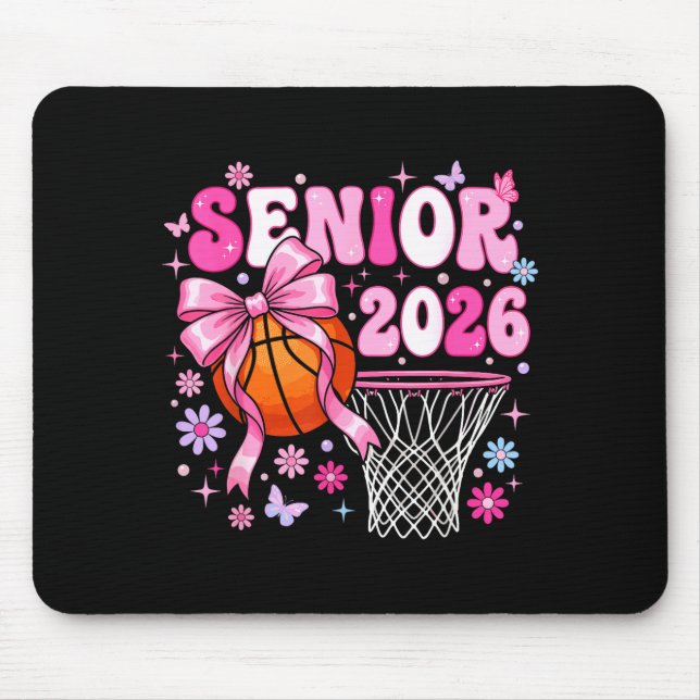 Senior 2026 class of 2026 basketball coquette bow mouse pad (Front)