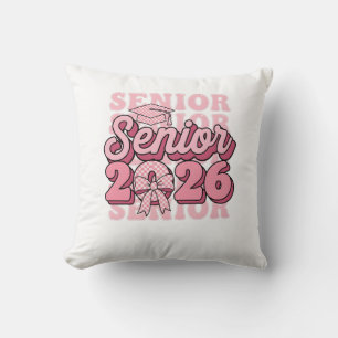 Senior 2026 Class of 2026 Coquette Pink Bow Gradua Cushion