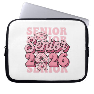 Senior 2026 Class of 2026 Coquette Pink Bow Gradua Laptop Sleeve