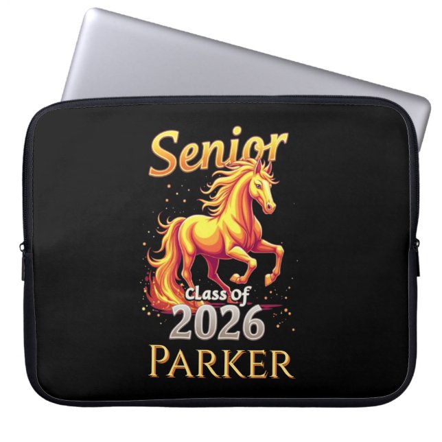 Senior 2026 Fire Horse Chinese Zodiac Personalized Laptop Sleeve (Front)