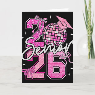 Senior 2026 Graduation Girls Coquette Pink Bow Cl Card