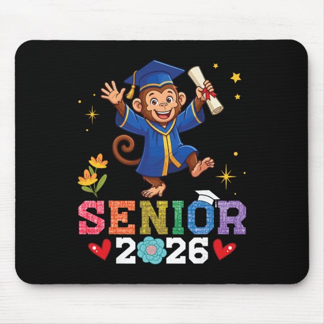 Senior 2026 Graduation Monkey Cl Of 2026 Scholar G Mouse Pad (Front)