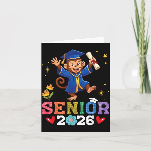 Senior 2026 Graduation Monkey Class of 2026 Card (Front)