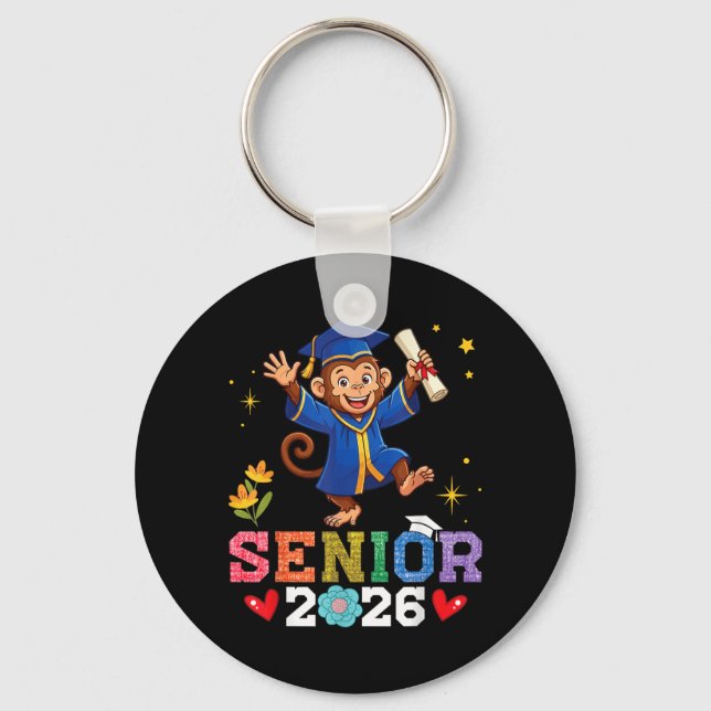 Senior 2026 Graduation Monkey Class of 2026 Key Ring (Front)