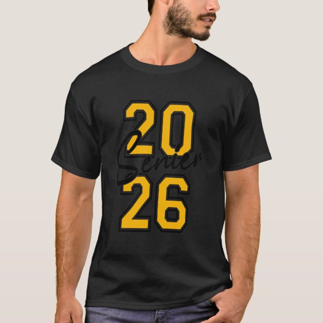 Senior 2026 Graduation Tee Gold Varsity Style (Front)