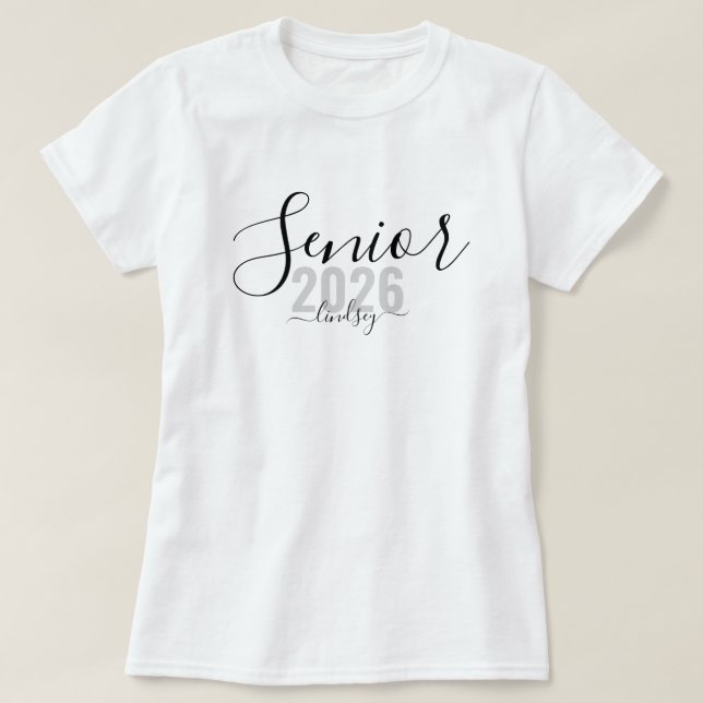 Senior 2026 Personalized Name Graduation T-Shirt (Design Front)