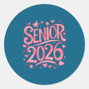 Senior 2026 Pink Classic Round Sticker