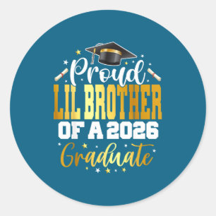 Senior 2026 Proud Lil Brother Classic Round Sticker