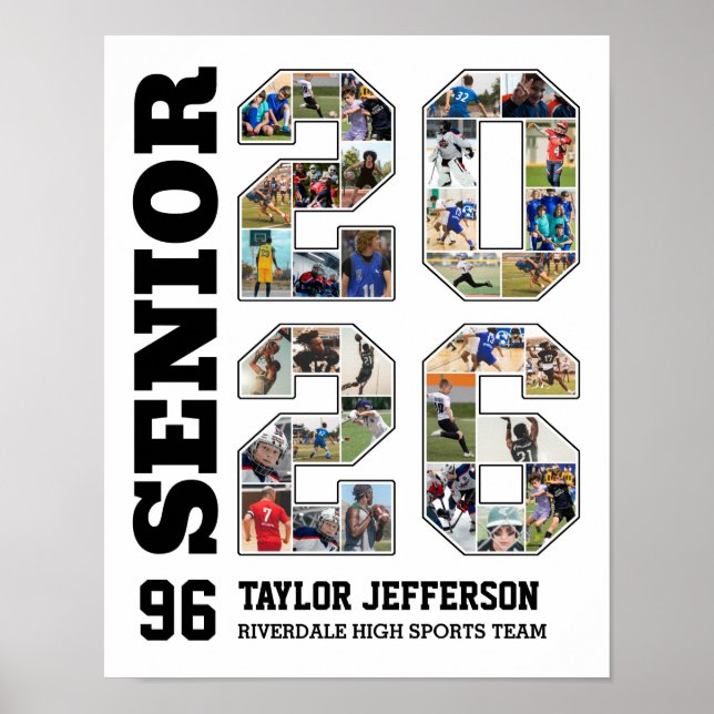 Senior 2026 School Sports Team Photo Collage Poster (Front)