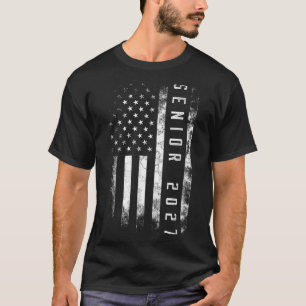 Senior 2027 American Flag Shirt USA Graduation