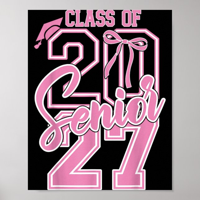 Senior 2027 class of 2027 coquette bow graduation poster (Front)